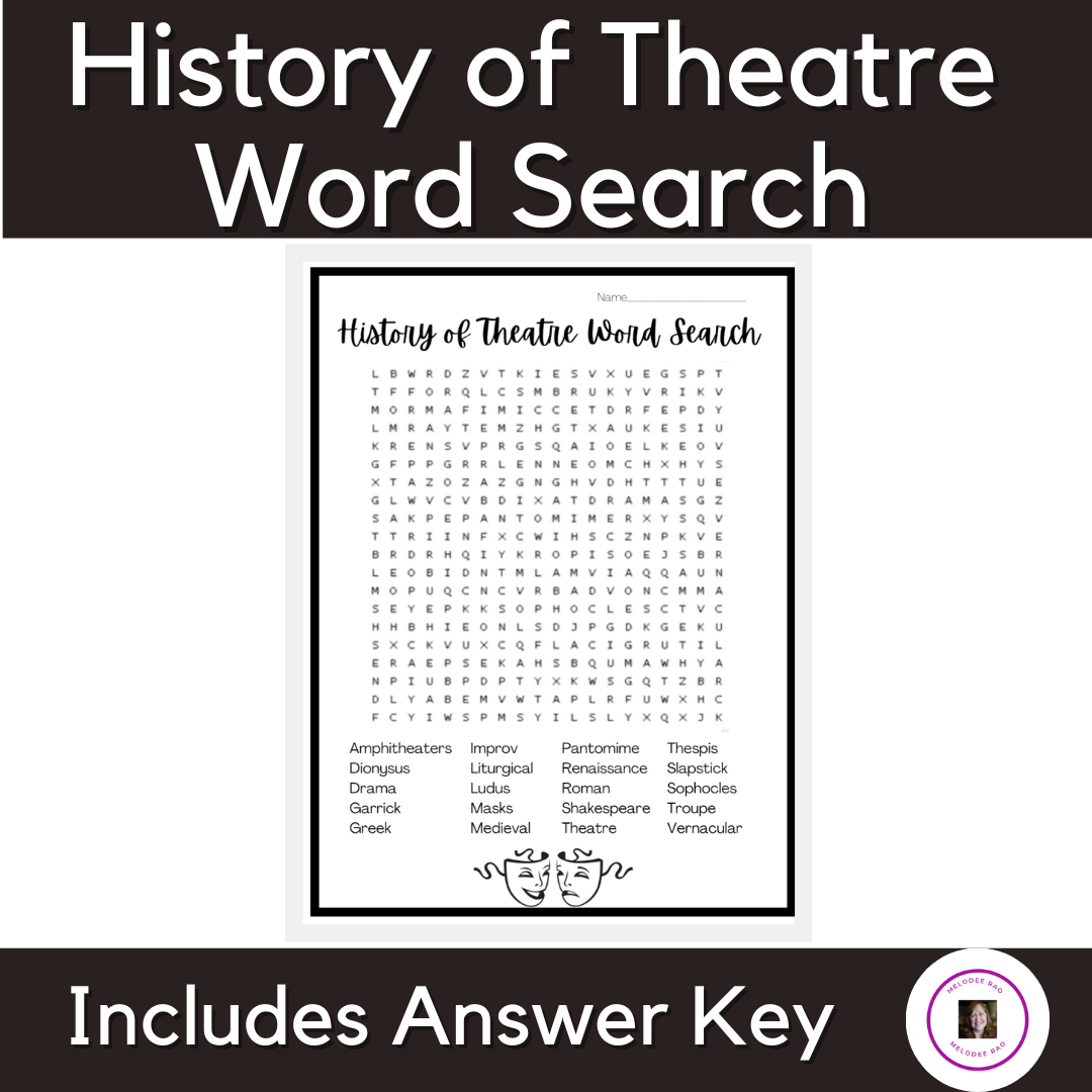 History Of Theatre Word Search Classful