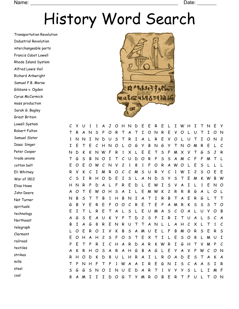 History Word Search WordMint