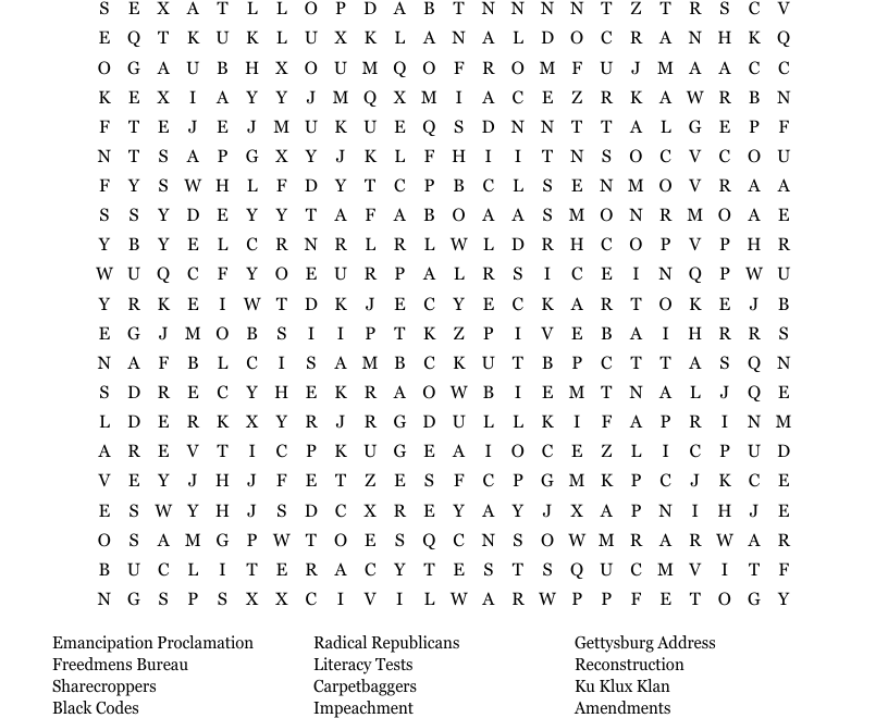 History Word Search WordMint