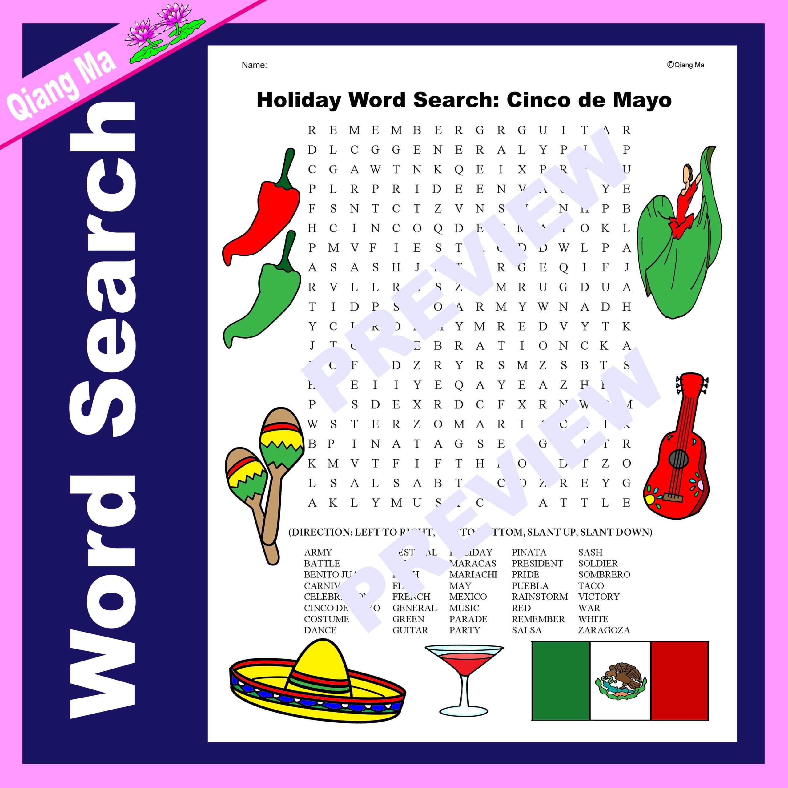 Holiday Word Search Cinco De Mayo Classful
