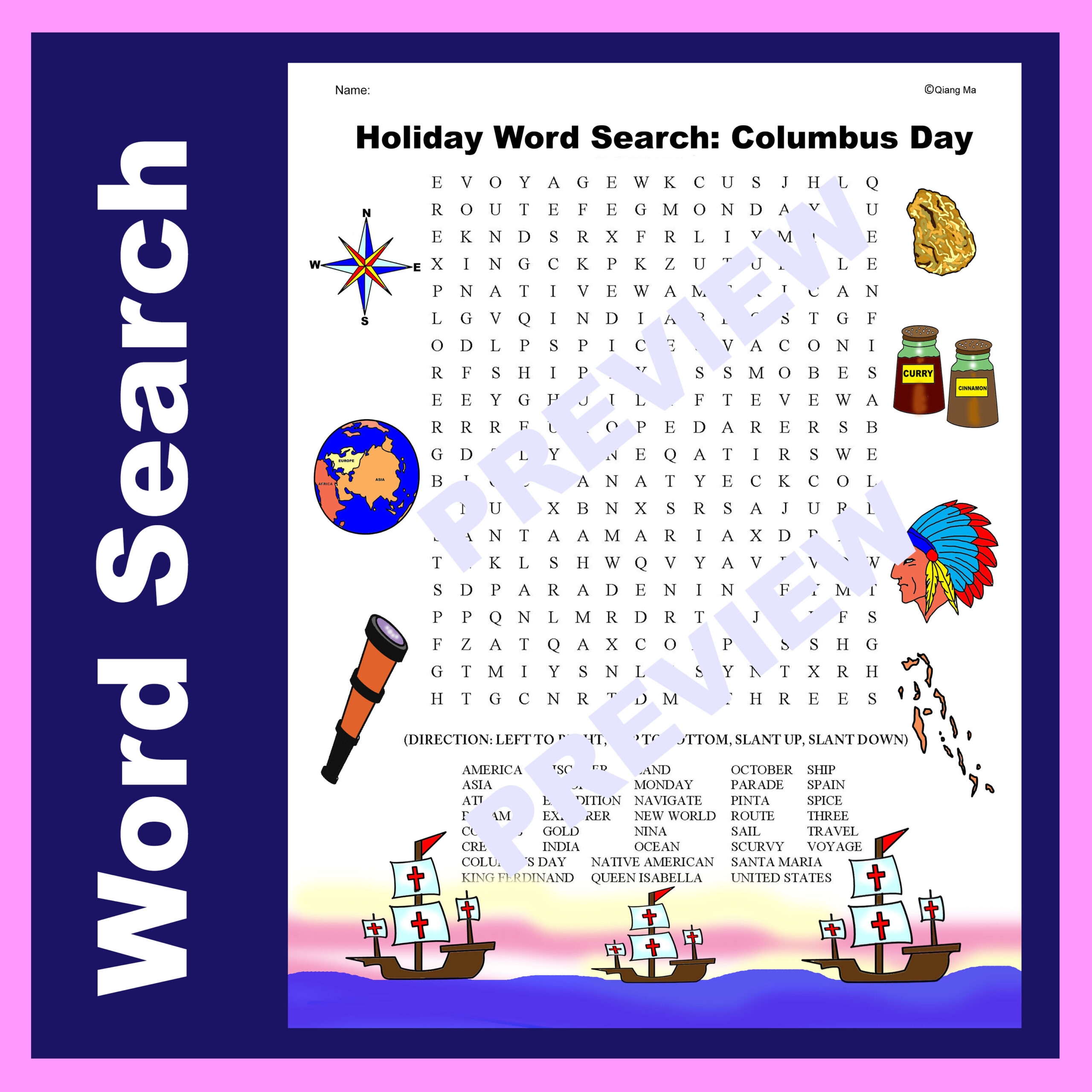 Holiday Word Search Columbus Day Made By Teachers