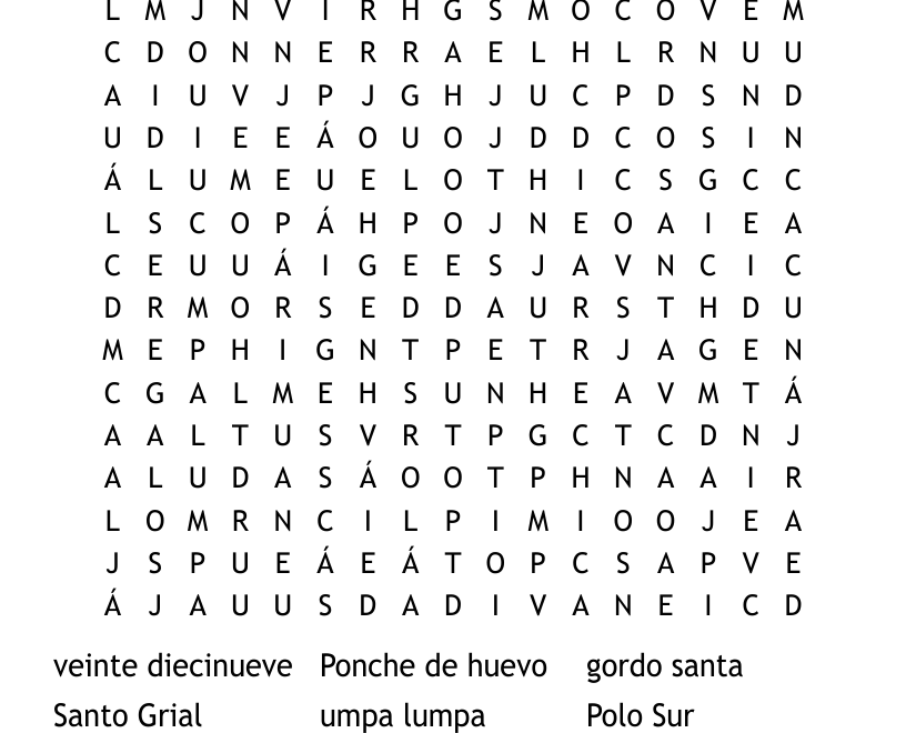 Holiday Word Search In Spanish WordMint
