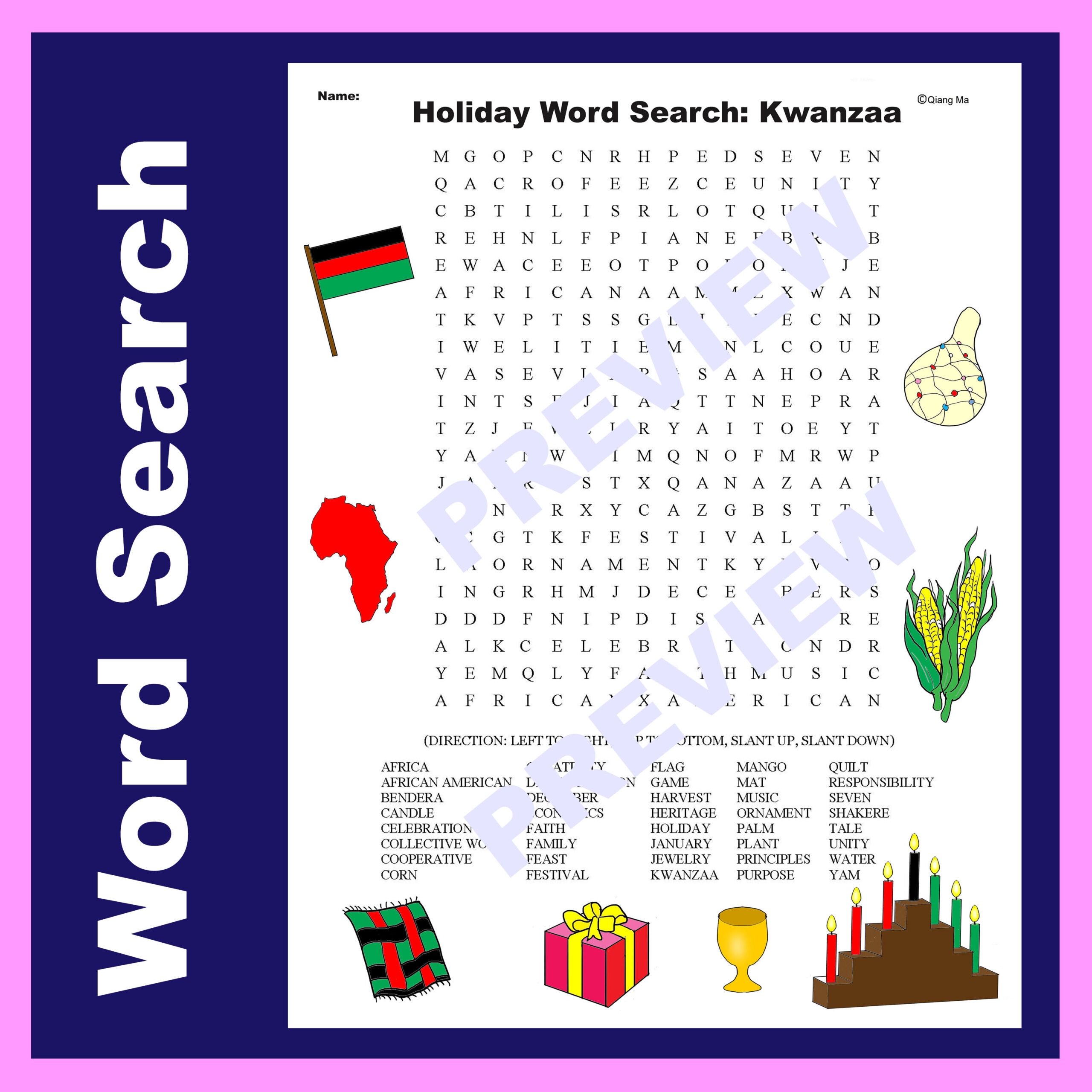 Holiday Word Search Kwanzaa Made By Teachers