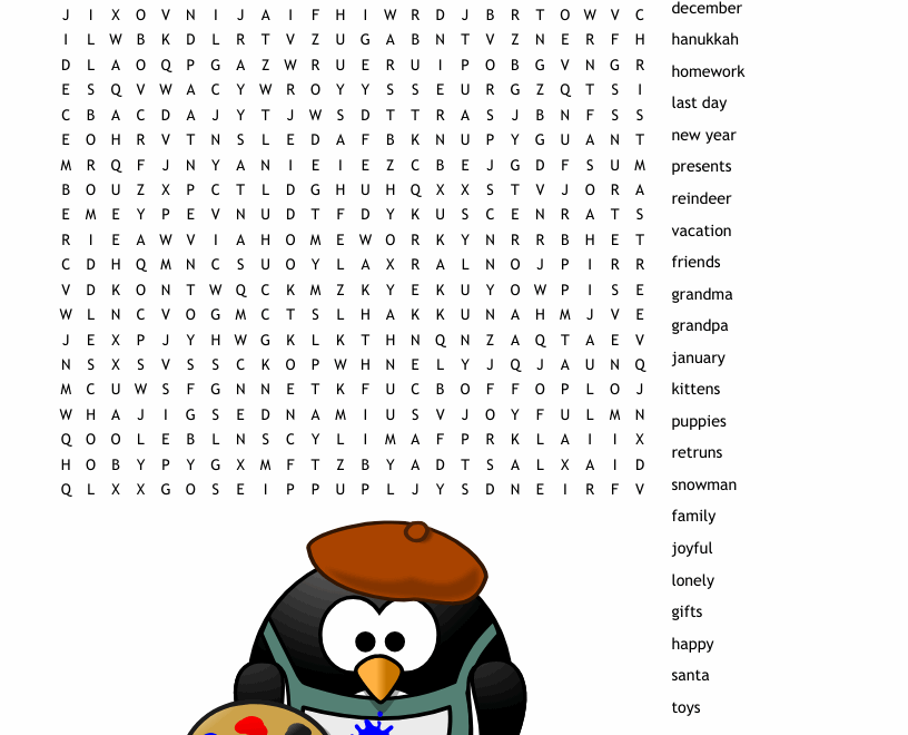 Holiday Word Search WordMint