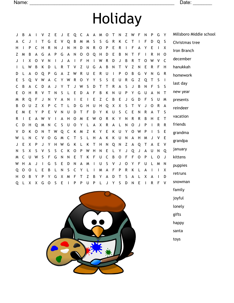 Holiday Word Search WordMint