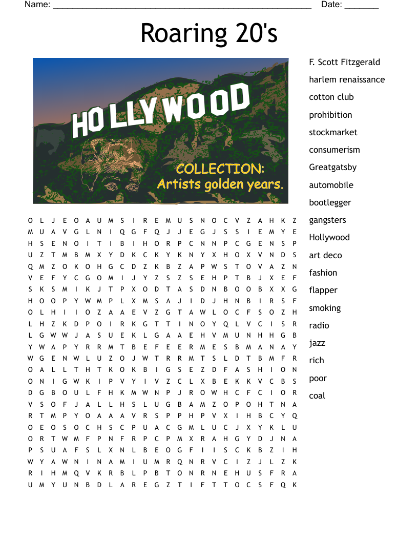 Hollywood Word Search Printable