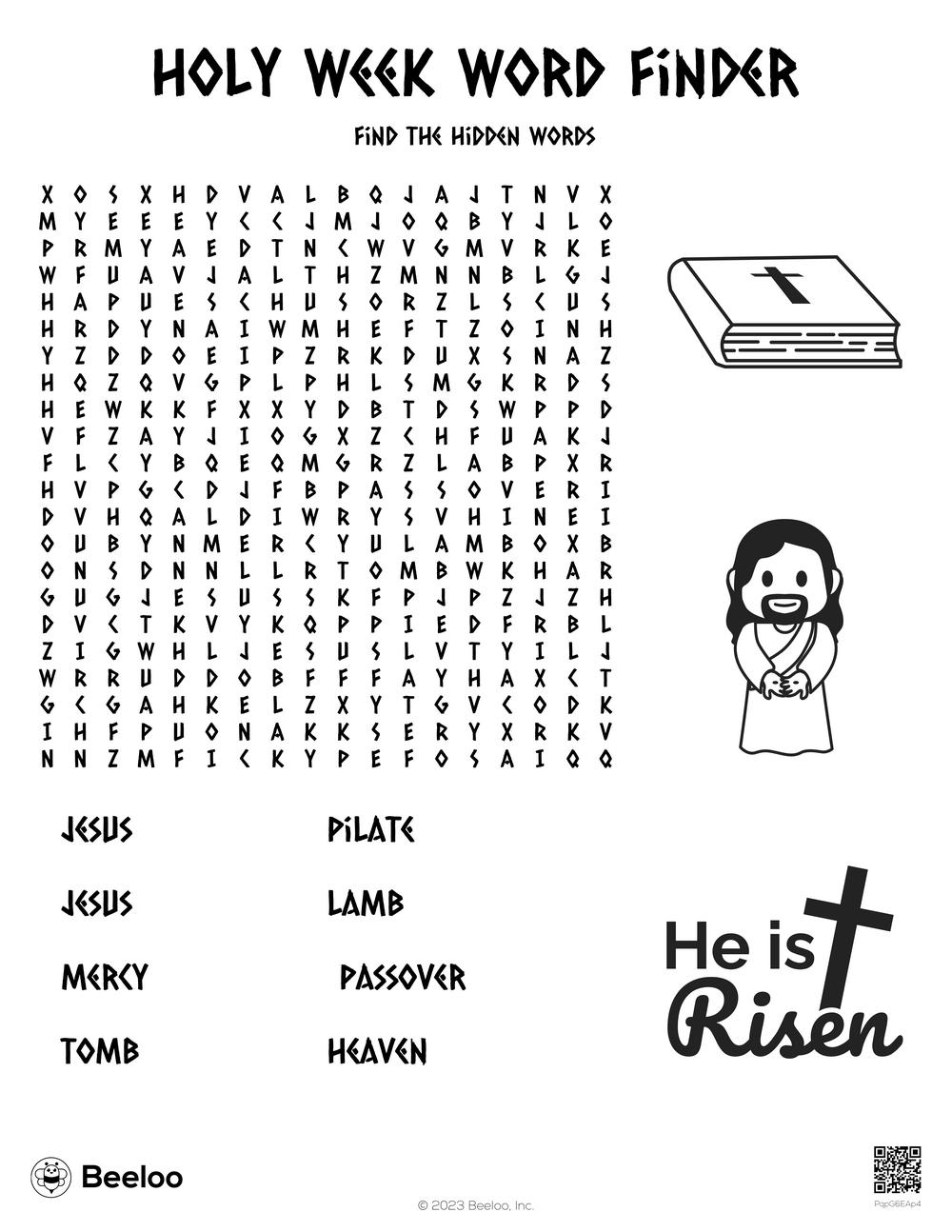 Holy Week Word Finder Beeloo Printable Crafts And Activities For Kids