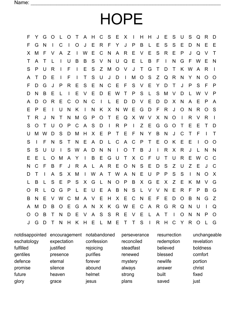 HOPE Word Search WordMint