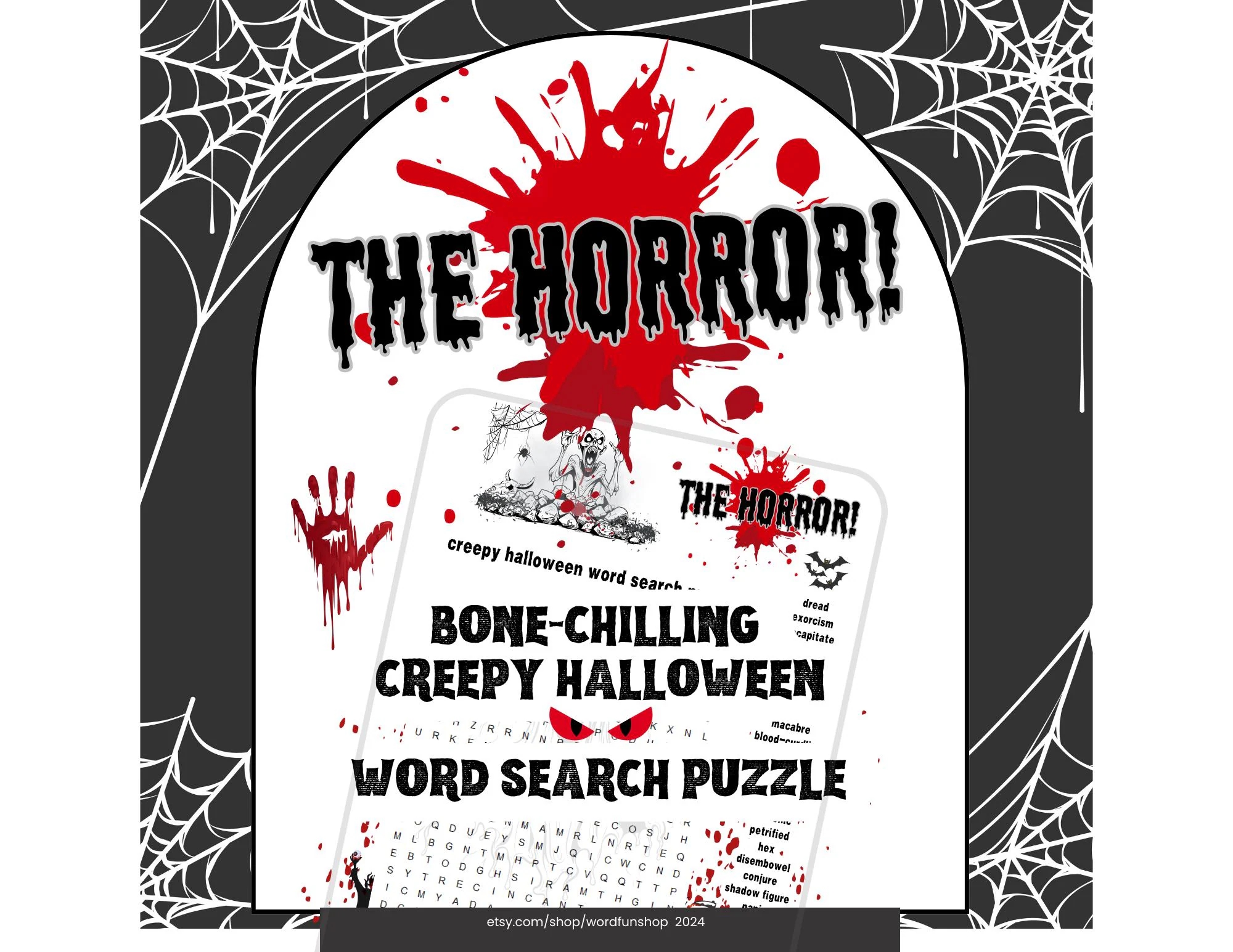 Horror Word Search Etsy