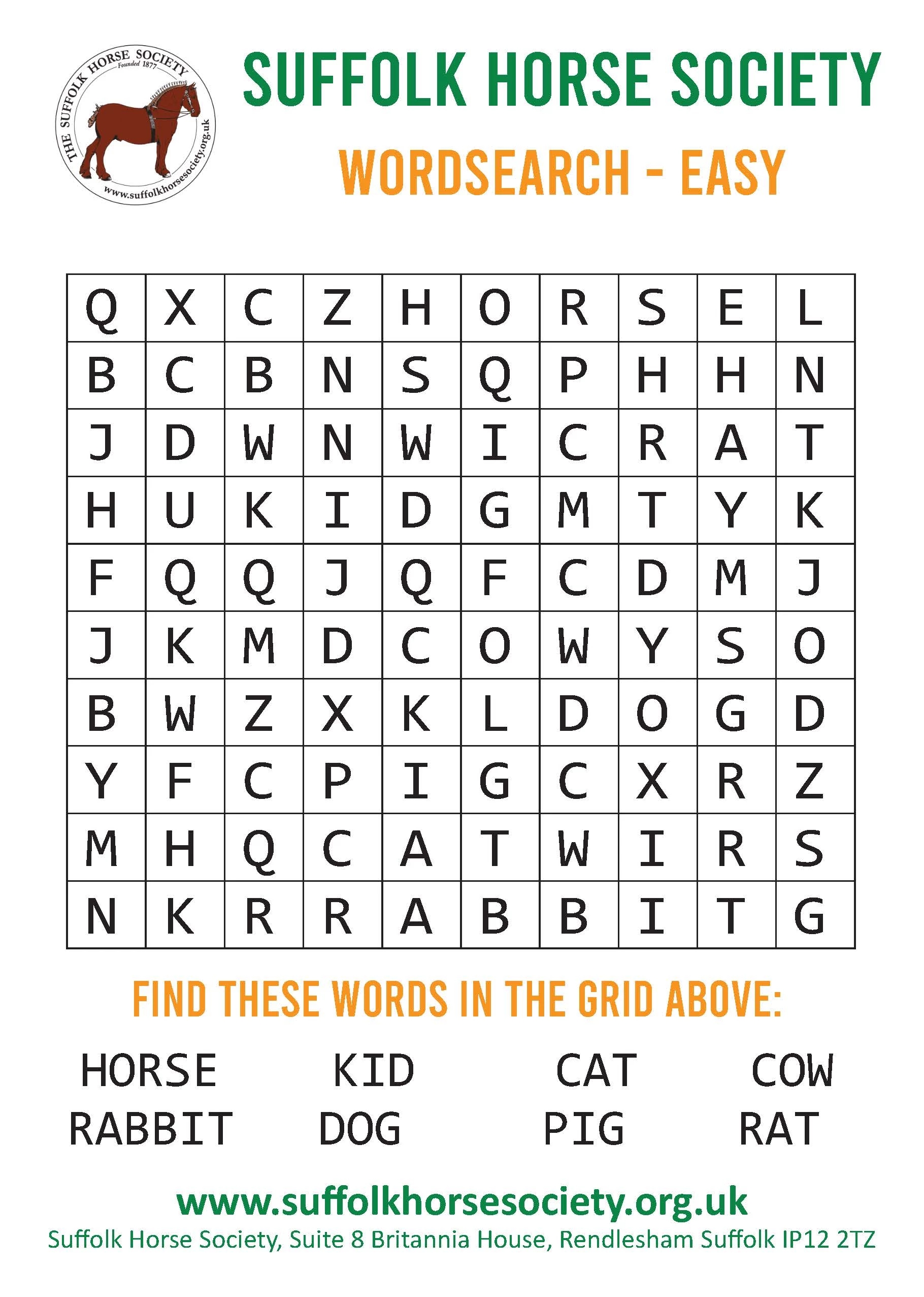 Horse Word Search Puzzles Printable