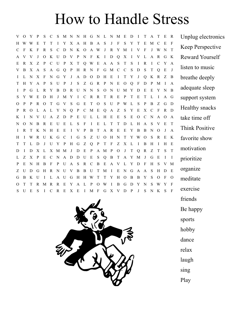 How To Handle Stress Word Search WordMint