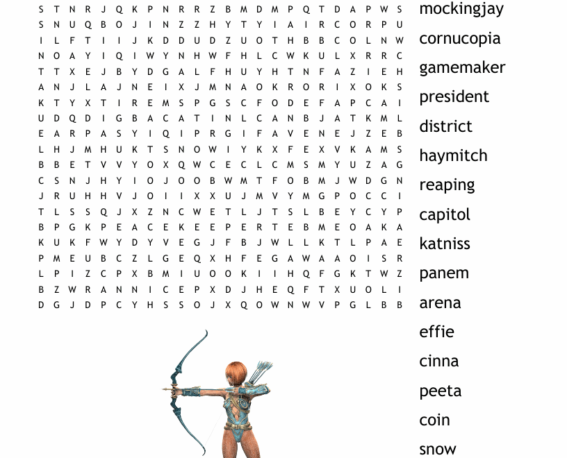 Hunger Games Word Search WordMint