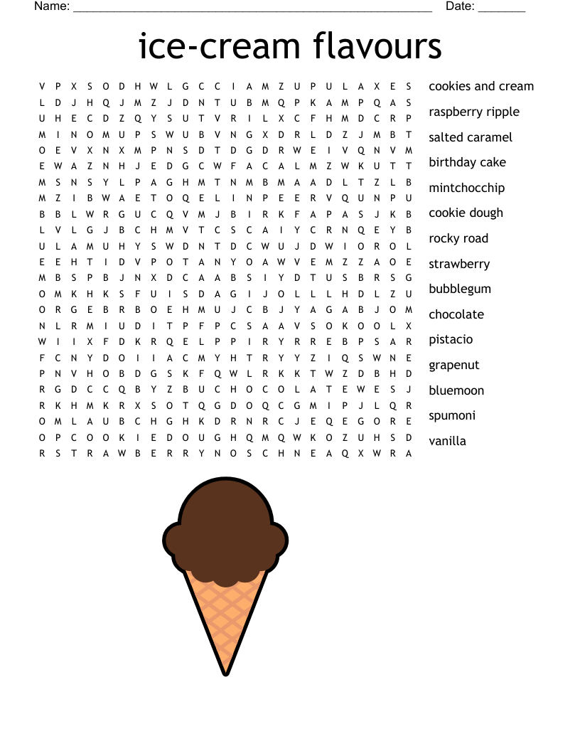 Ice cream Flavours Word Search WordMint Ice cream Flavours Word Search WordMint