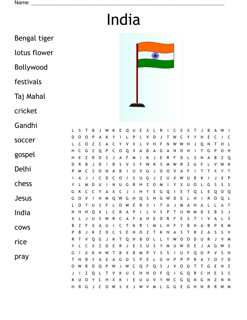 Indian Dance Word Search WordMint