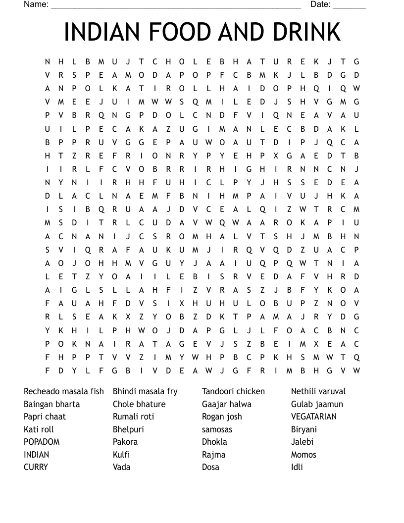 Gujarati Word Search Printable