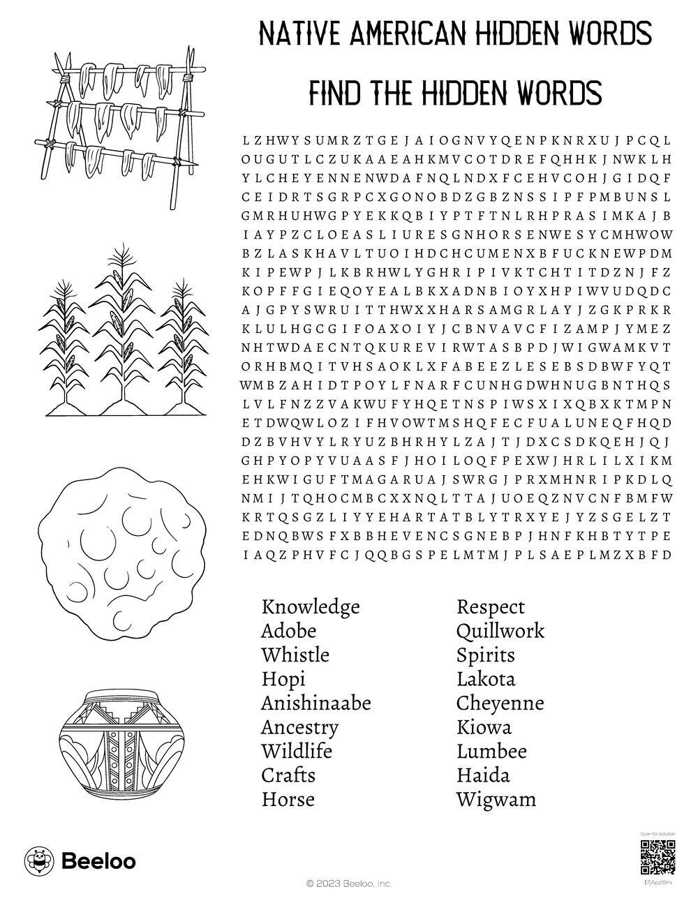 Indigenous People s Day themed Word Searches Beeloo Printable Crafts And Activities For Kids