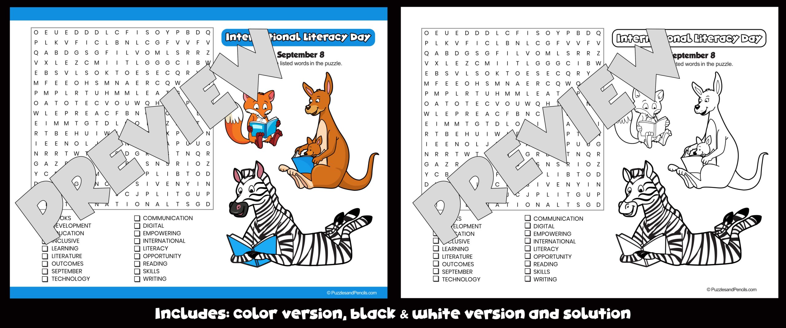 International Literacy Day Word Search Puzzle And Colouring Wordsearch Teaching Resources
