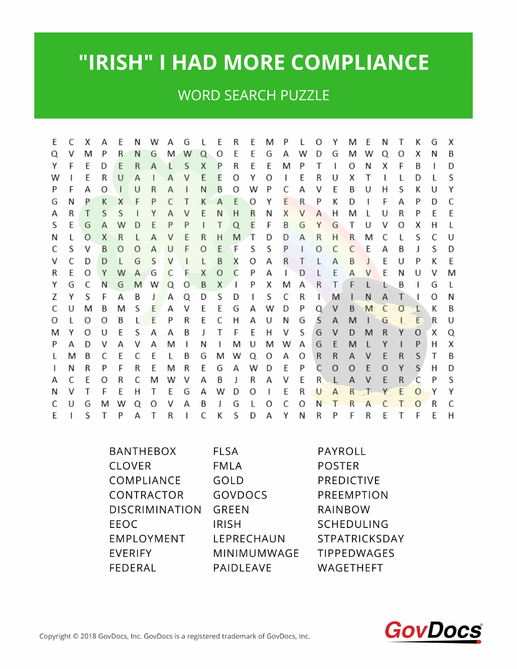 Irish I Had More Compliance Word Search GovDocs