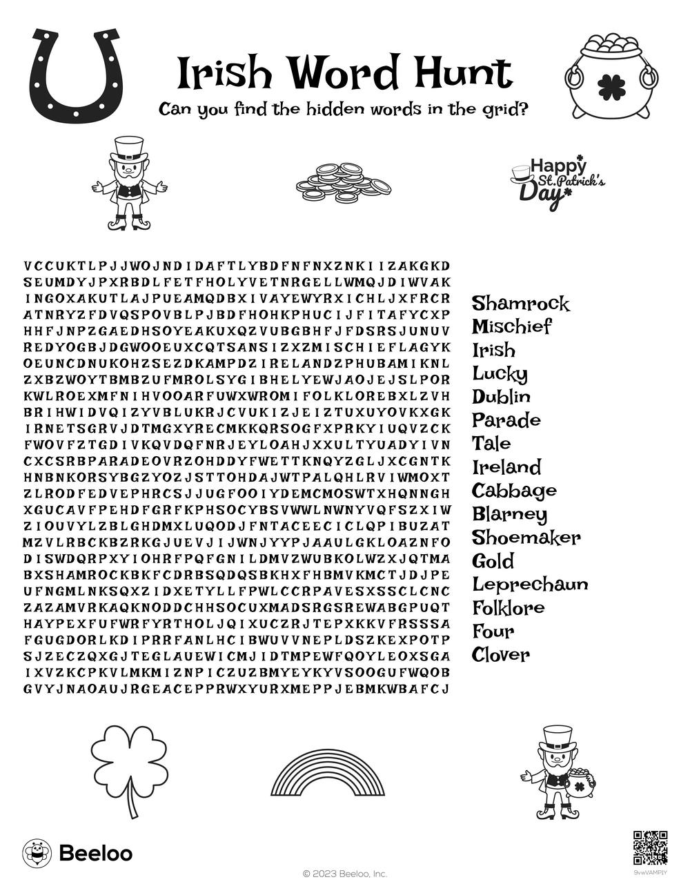 Irish Word Hunt Beeloo Printable Crafts And Activities For Kids