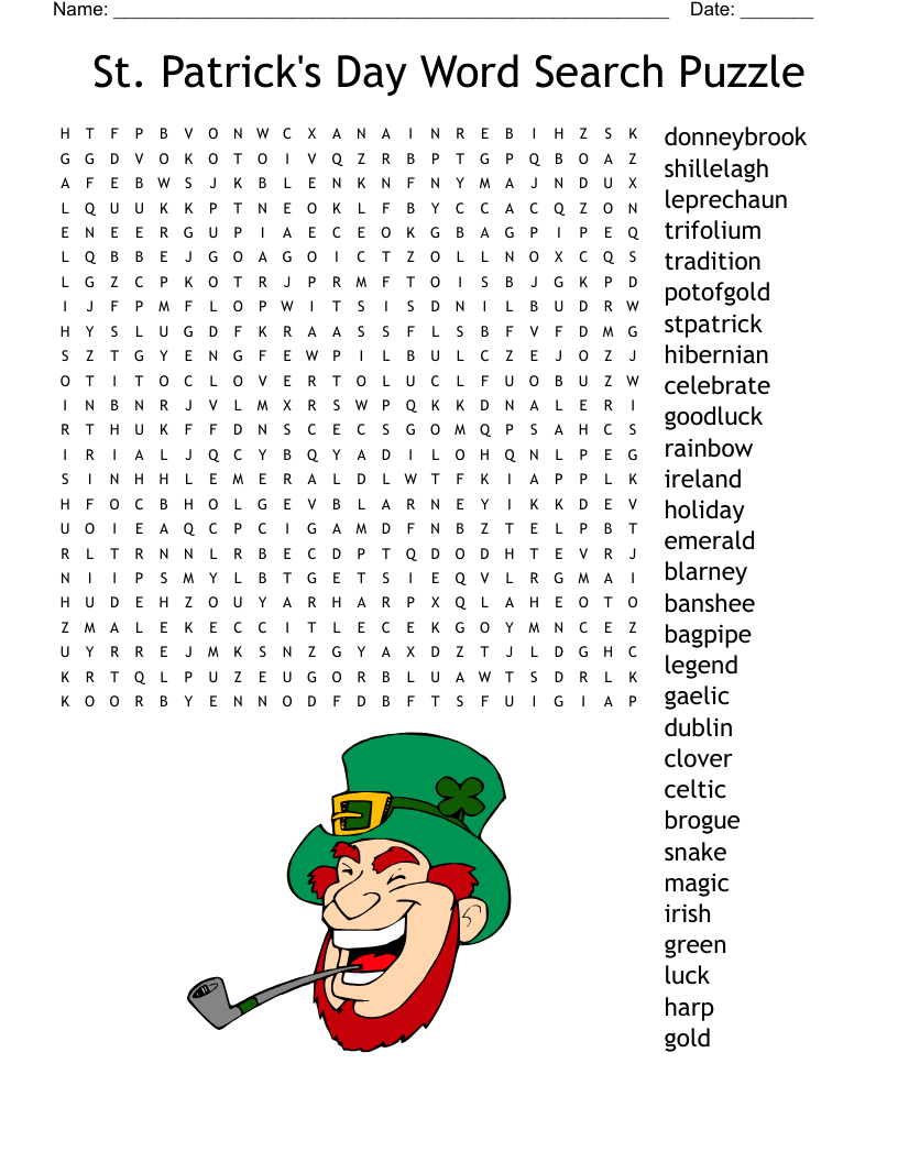 Educational Irish Word Search Free Printable