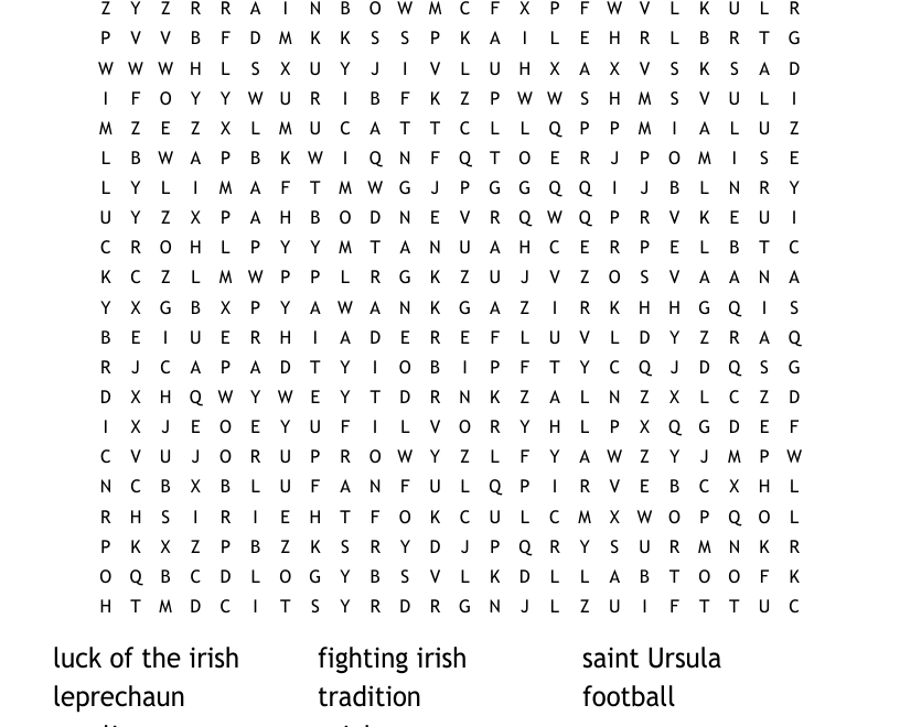 Irish Word Search WordMint