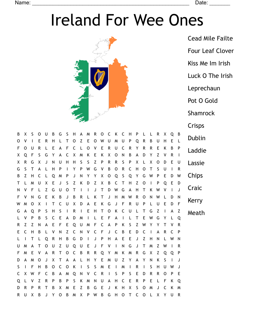 Irish Word Search Printable