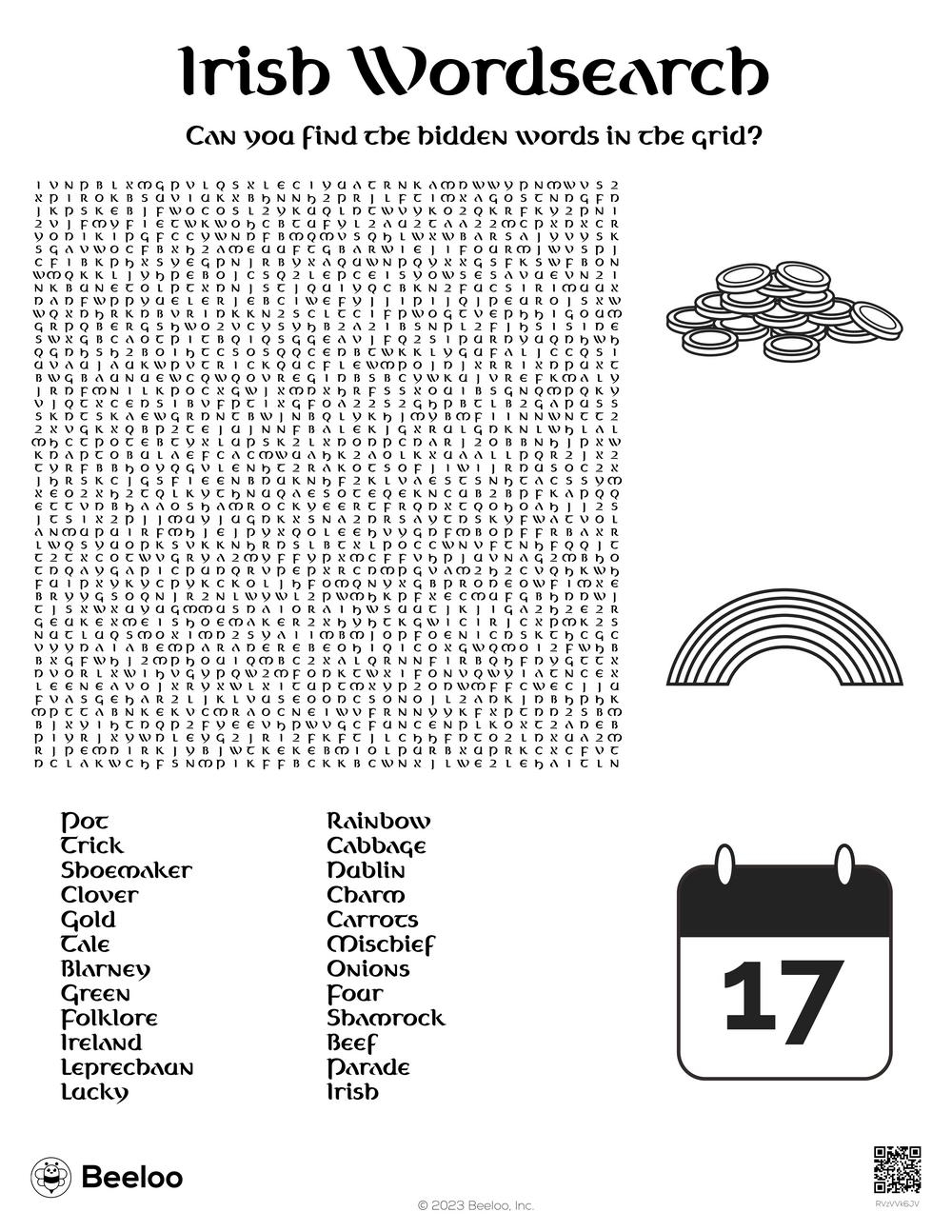 Irish Wordsearch Beeloo Printable Crafts And Activities For Kids