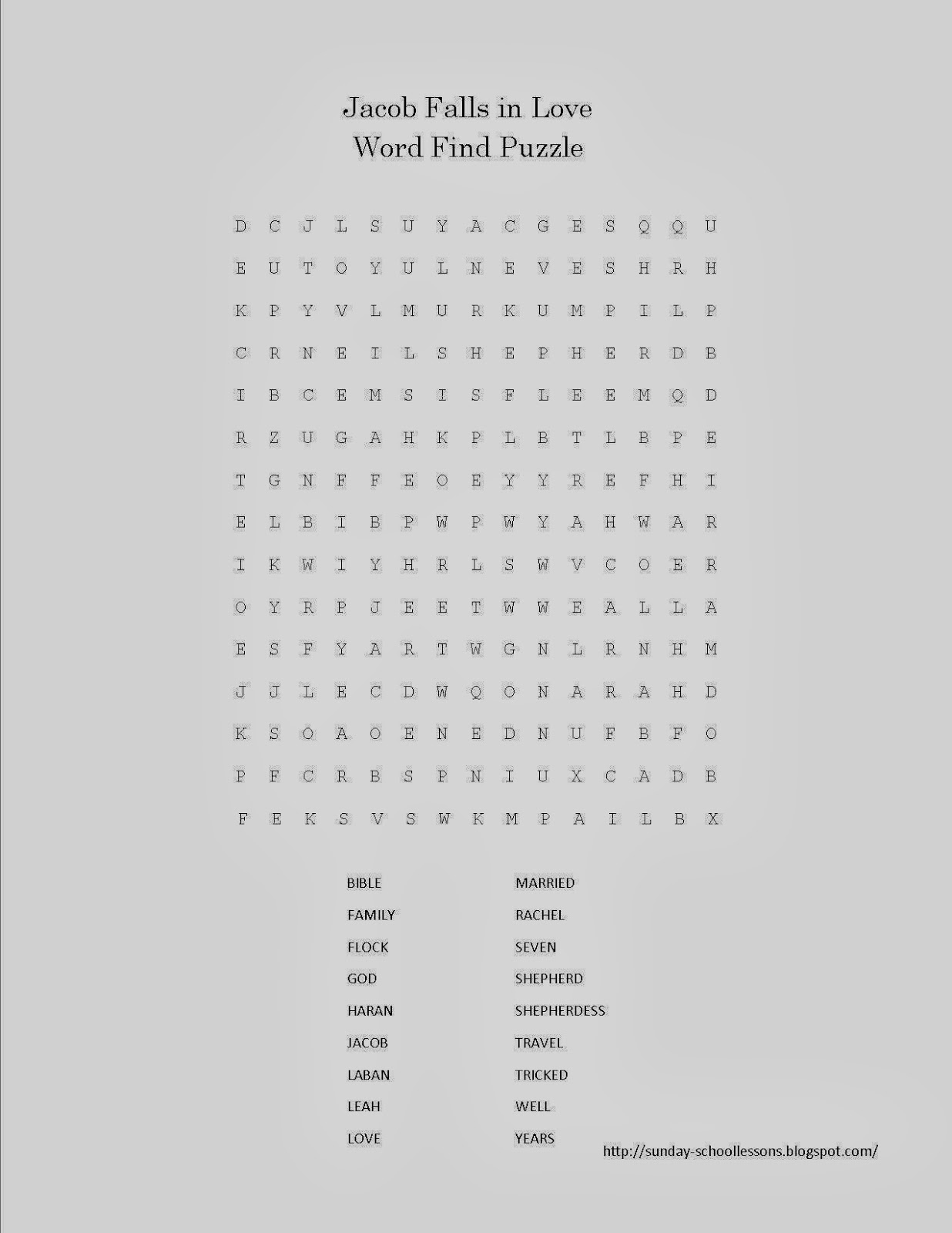 Biblical Love Printable Word Search