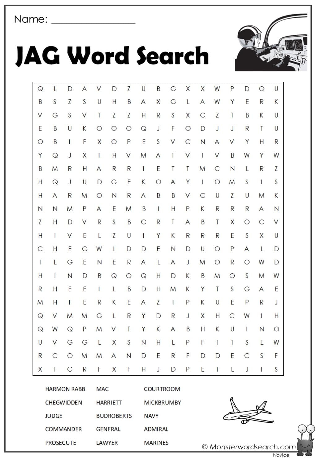 Jag Word Search Monster Word Search