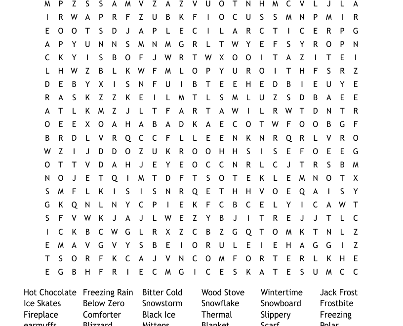 January Word Search WordMint