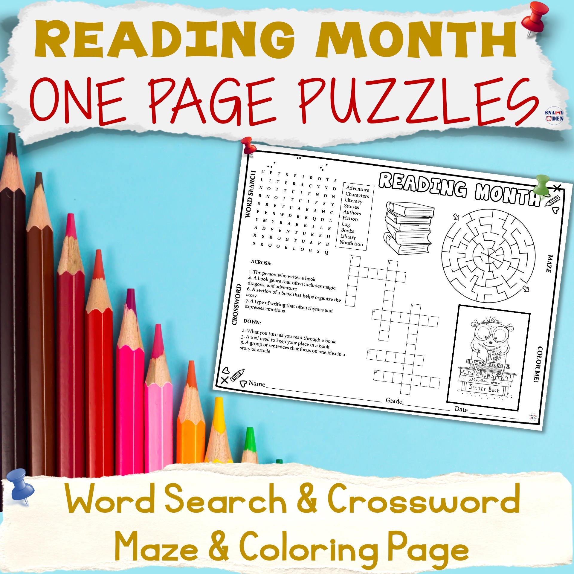 Reading Month Word Search Printable