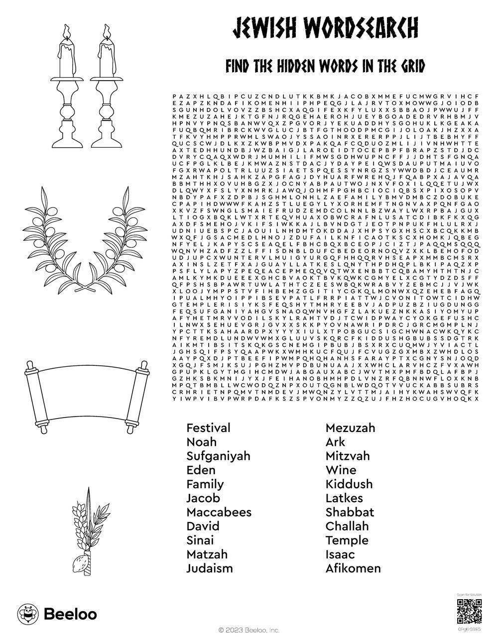 Jewish themed Word Searches Beeloo Printable Crafts And Activities For Kids