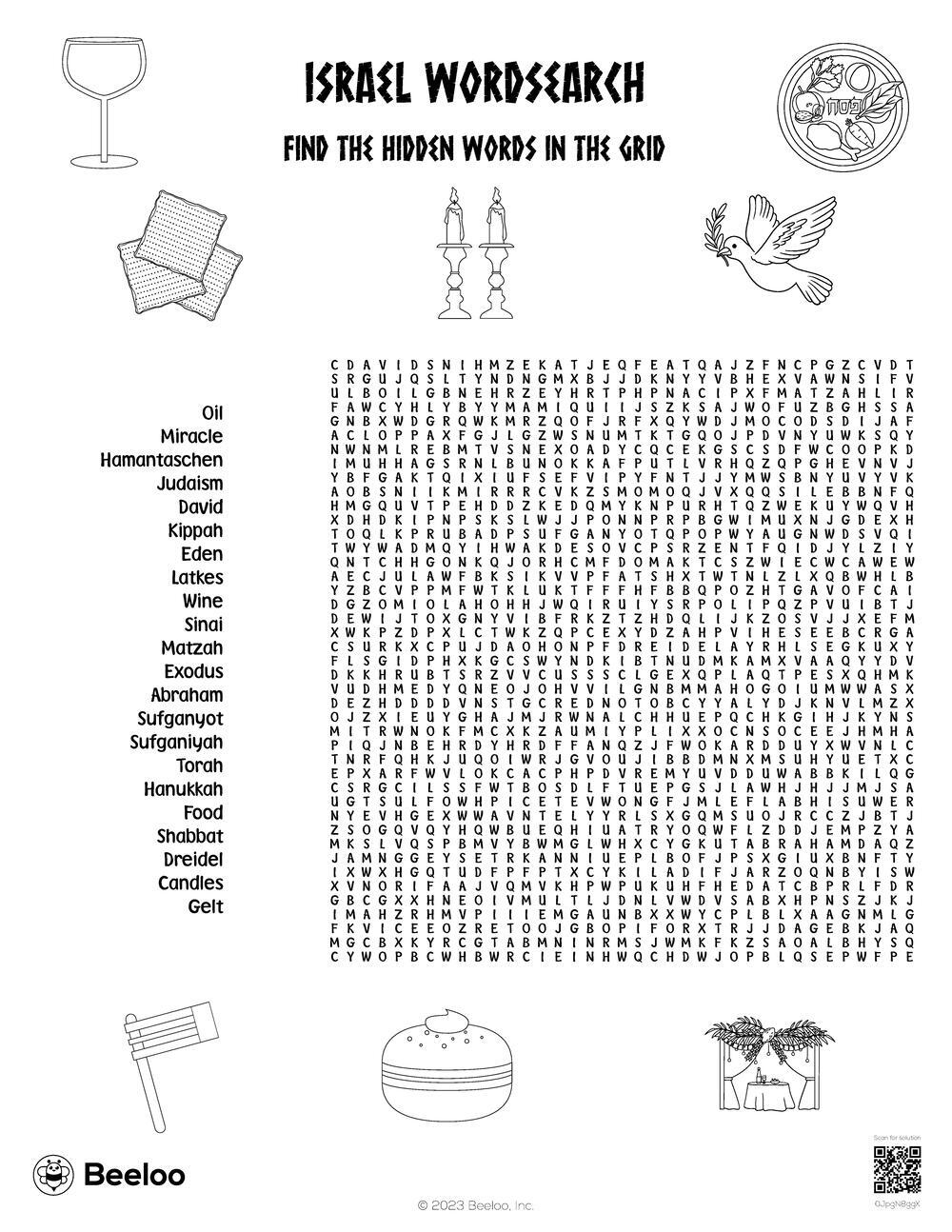 Jewish themed Word Searches Beeloo Printable Crafts And Activities For Kids