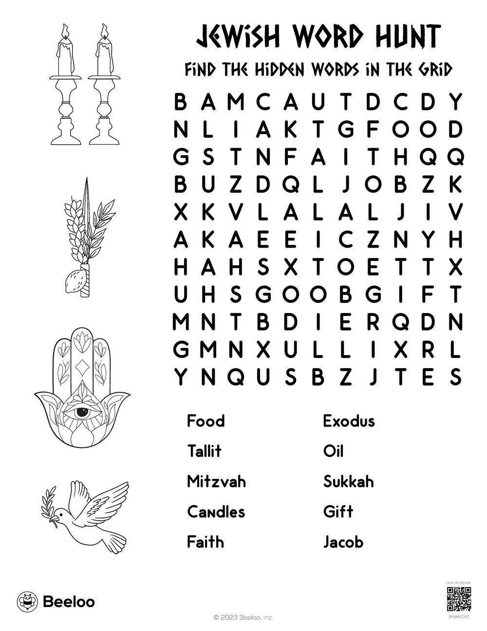 Jewish Word Search Puzzle Printable
