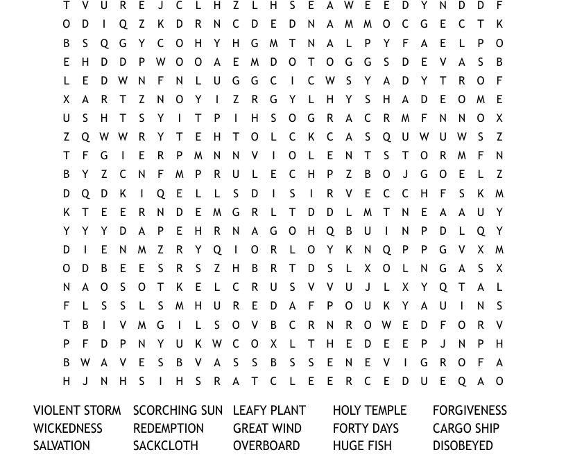 JONAH Word Search WordMint