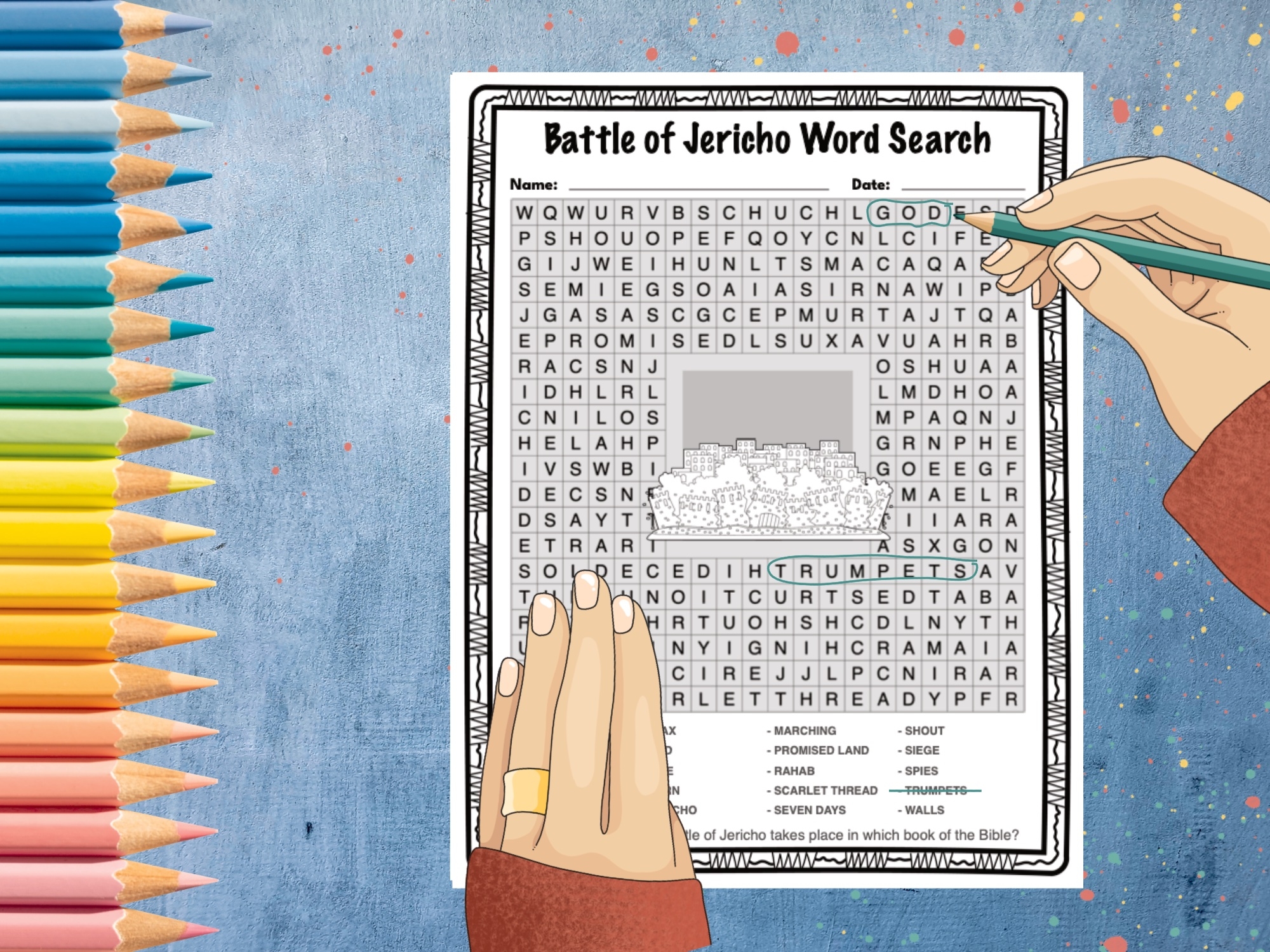 Joshua And The Battle Of Jericho Word Search Bible Puzzle Activity Worksheet Made By Teachers