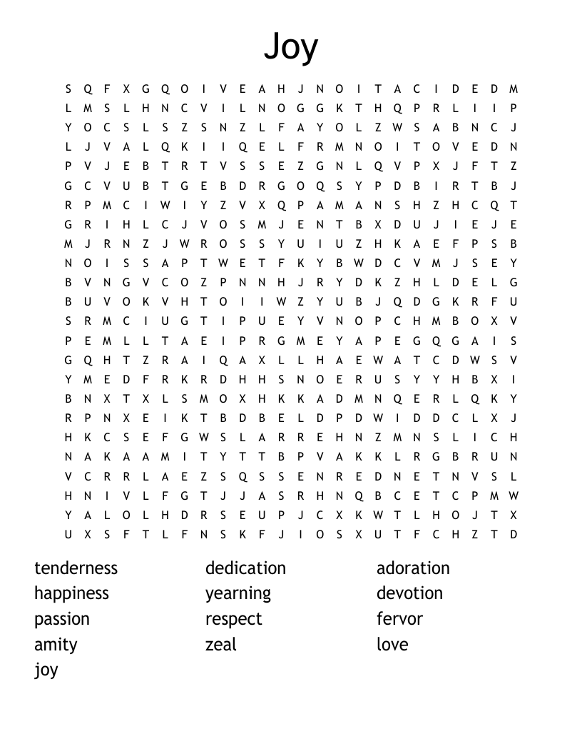Joy Word Search WordMint