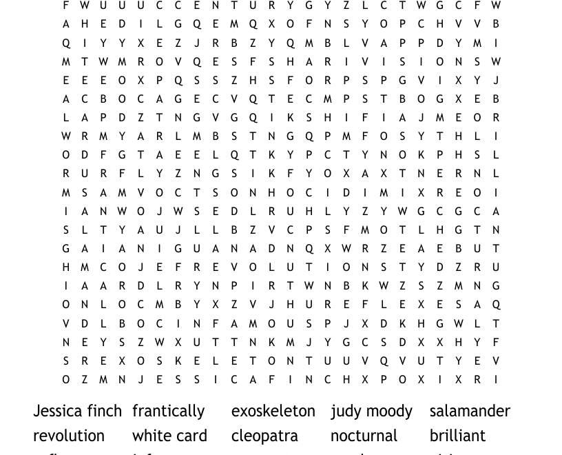 Judy Moody Word Search WordMint