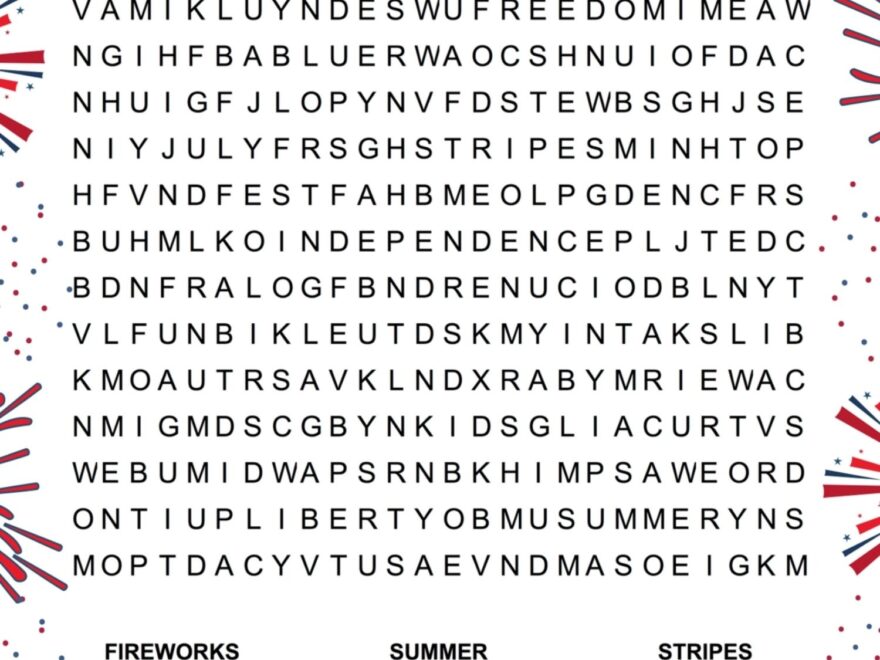 July 4th Word Search And Fireworks Coloring Pages Our Family Code