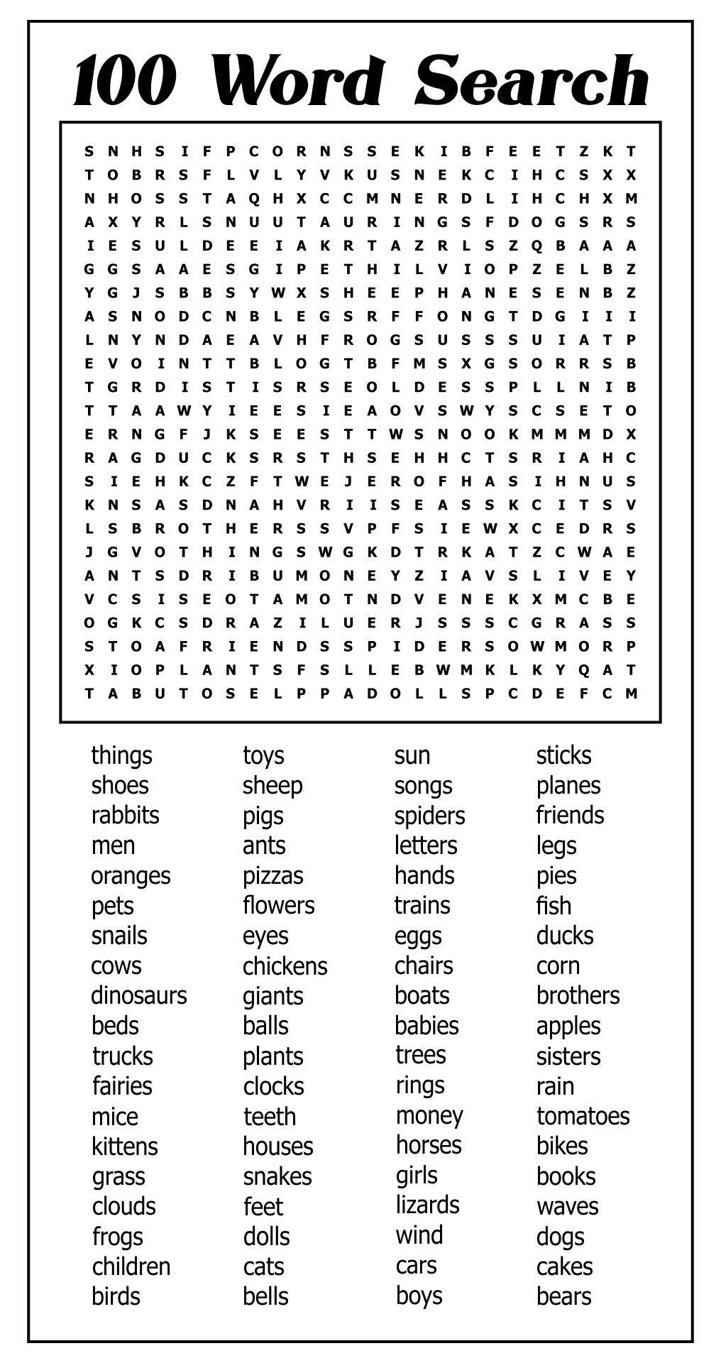 Jumbo Word Search Printable 101 Activity Worksheets Library