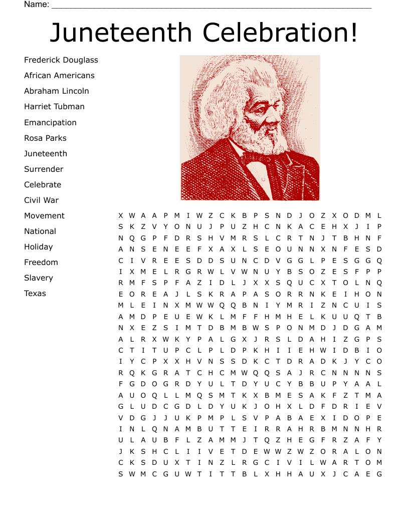 Juneteenth Celebration Word Search WordMint