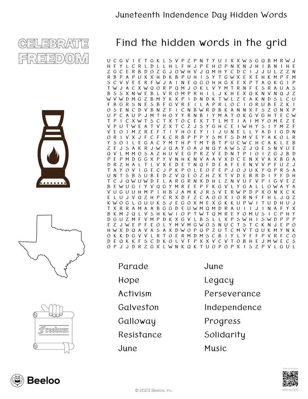 Juneteenth Word Search Printable