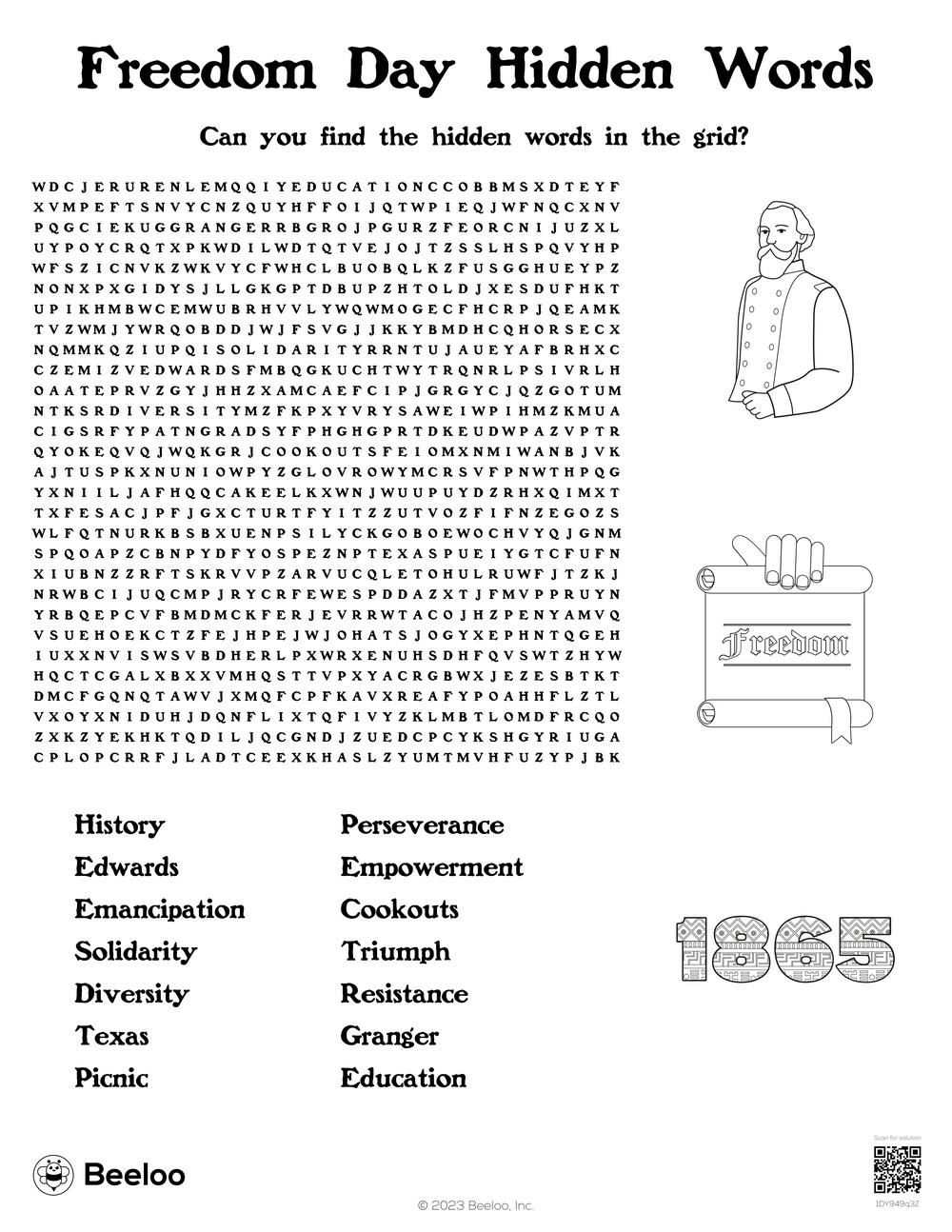 Juneteenth themed Word Searches Beeloo Printable Crafts And Activities For Kids