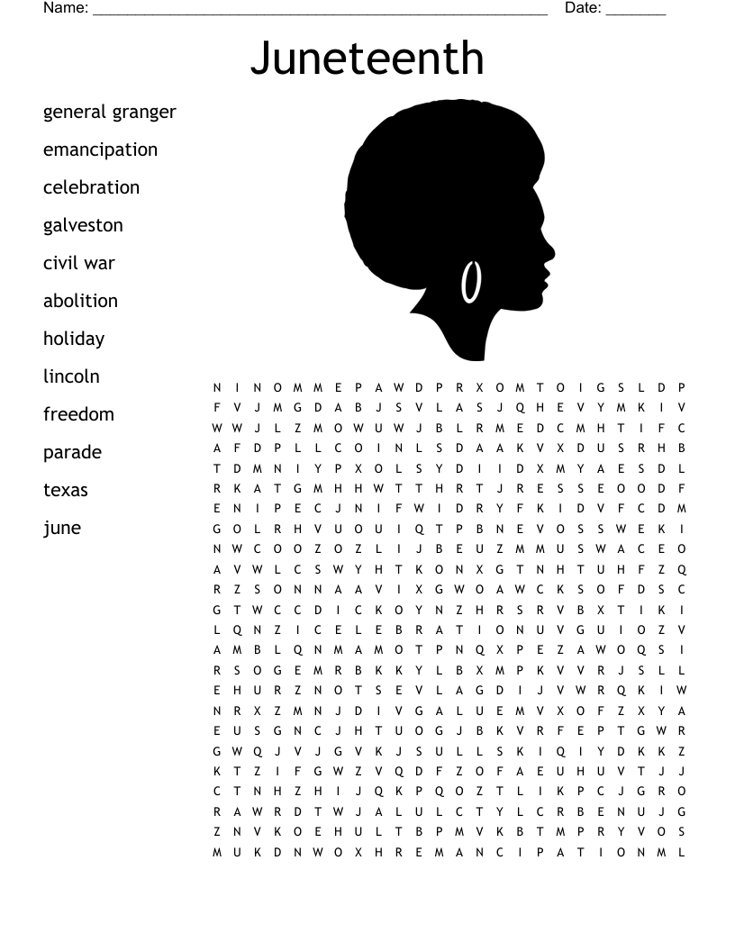 Juneteenth Word Search WordMint