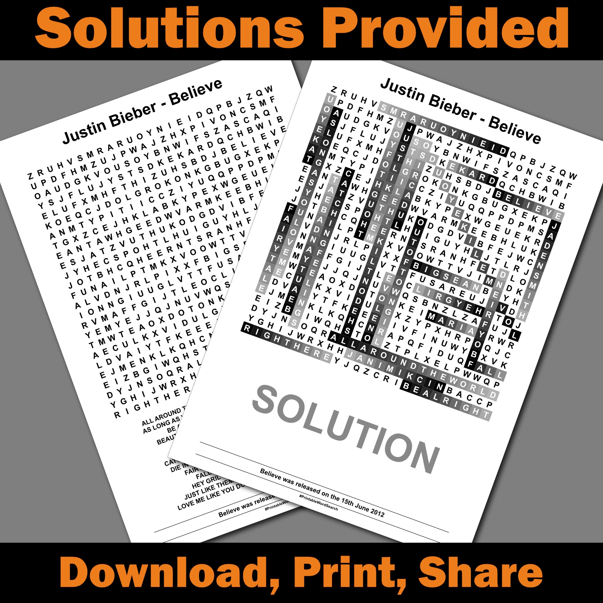 Justin Bieber Album Word Searches Etsy