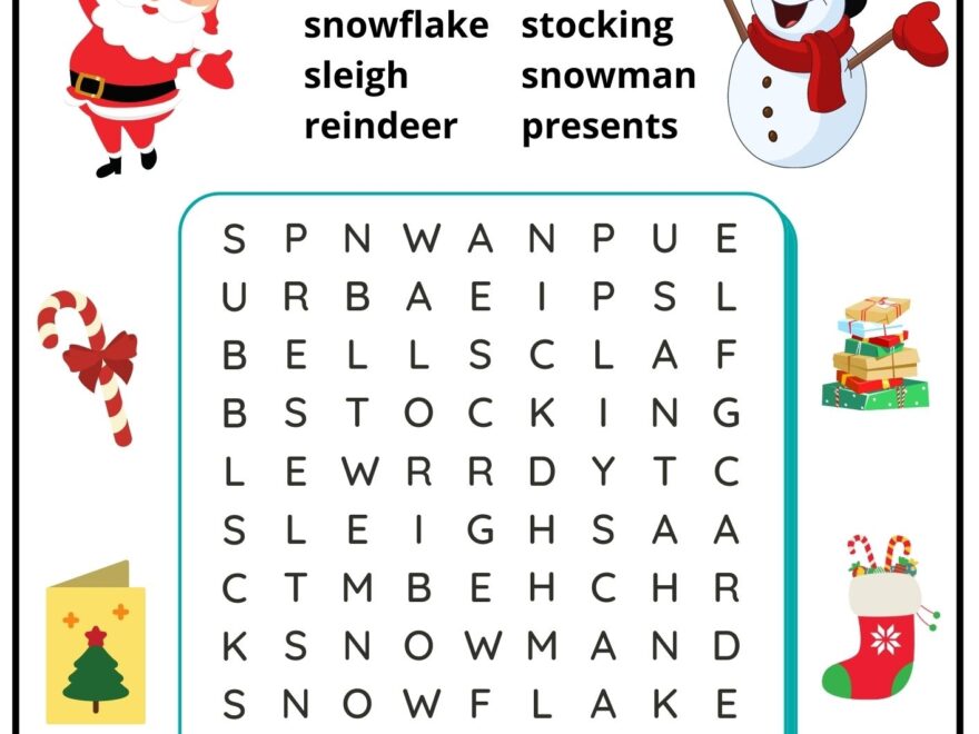Kid s Christmas Word Search For English Learners Free PDF Download Ezpzlearn