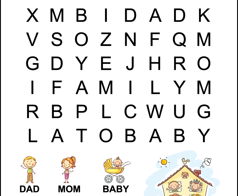 Kindergarten Family Word Search Tree Valley Academy