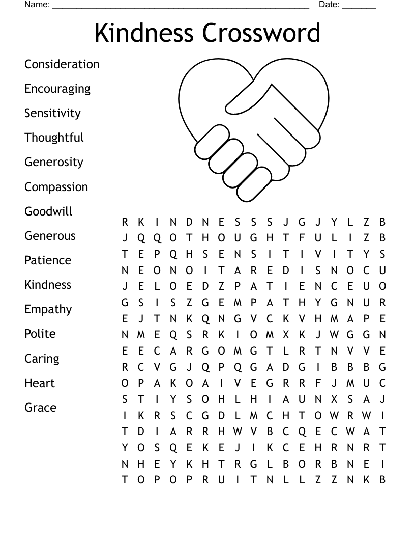 Free Printable Word Search On Empathy