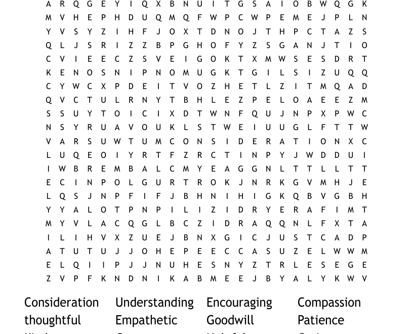 Kindness Word Search WordMint