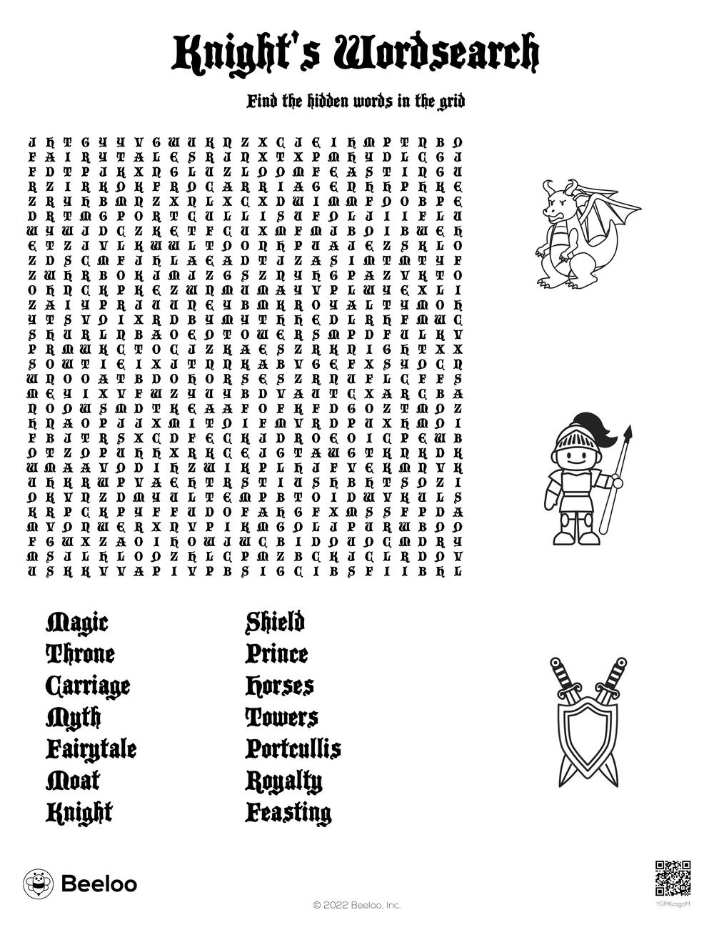 Knight s Wordsearch Beeloo Printable Crafts And Activities For Kids